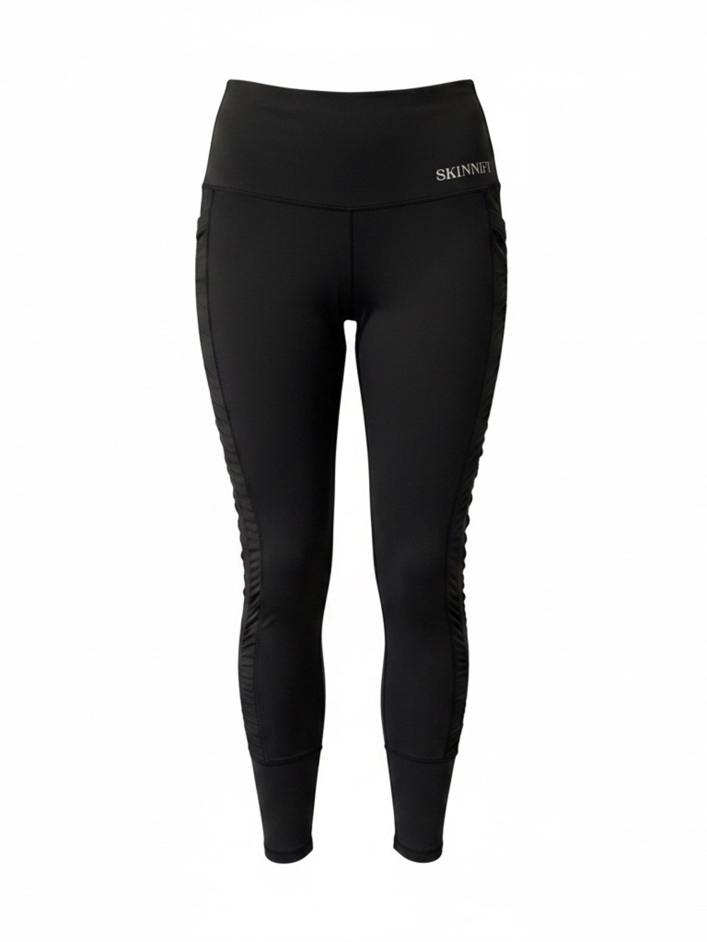 Skinnyfy Resistance Band Black High-Waist Ruched-Side Leggings XL